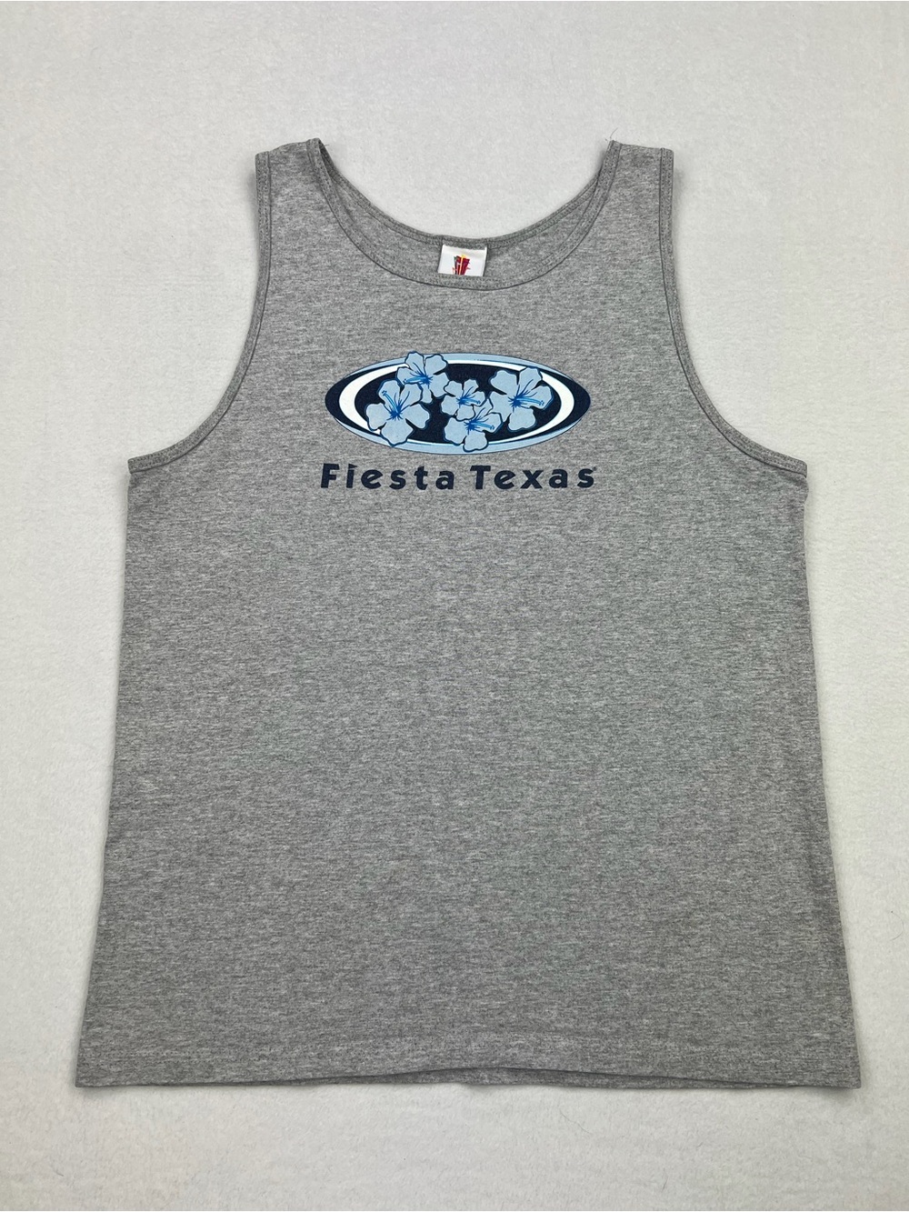 Vintage 90s Six Flags Fiesta Texas Heather Gray Tank Top Mens Size M Made In USA